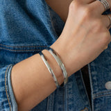 Silver shiny thick round Bangle Bracelet