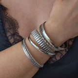 Silver shiny thick round Bangle Bracelet