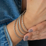 Silver Dainty Braided Bangle