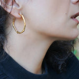 Gold Thick Hammered Hoop Earrings