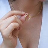Gold Double Hoop Pendant Necklace