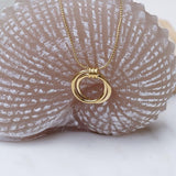 Gold Double Hoop Pendant Necklace