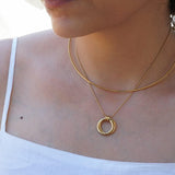 Gold Double Hoop Pendant Necklace