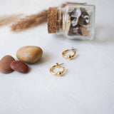Gold Open Hoop Earrings with One Ball
