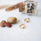 Gold Open Hoop Earrings with One Ball