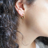 Gold Open Hoop Earrings with One Ball