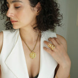 Gold Athena Goddess Necklace with Stainless Steel Rope Chain
