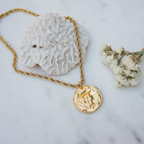 Gold Athena Goddess Necklace with Stainless Steel Rope Chain