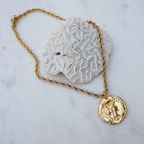 Gold Athena Goddess Necklace with Stainless Steel Rope Chain