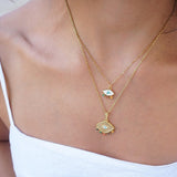 Large Gold Dainty Evil Eye Protection Pendant