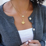 Large Gold Dainty Evil Eye Protection Pendant