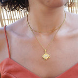 Large Gold Dainty Evil Eye Protection Pendant