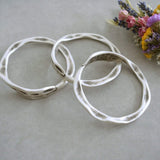 Silver Thick Round Hammered Bangle
