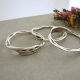 Silver Thick Round Hammered Bangle