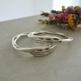 Silver Thick Round Hammered Bangle