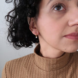 Mini Gold One CZ Stone Hoop Earrings