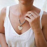 Silver Ethnic Hammered Rhombus Pendant Necklace