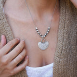 Silver Ethnic Hammered Rhombus Pendant Necklace