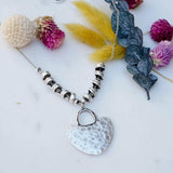 Silver Ethnic Hammered Rhombus Pendant Necklace