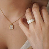 Gold and White Sea Shell Ring