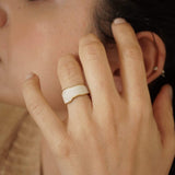Gold and White Sea Shell Ring