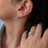 Silver Star Hoop Earrings