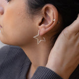Silver Star Hoop Earrings