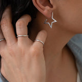 Silver Star Hoop Earrings