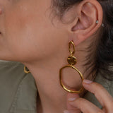 Large Gold Dangle Geometric Circle Earrings