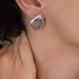 Silver Organic Leaf Stud Earrings