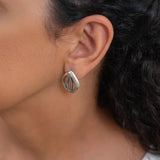 Silver Organic Leaf Stud Earrings