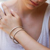 Silver Thick Flat Oval Bangle Bracelet
