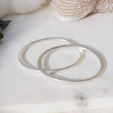 Silver Thick Flat Oval Bangle Bracelet
