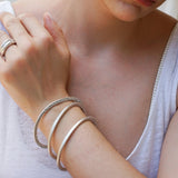 Silver Thick Flat Oval Bangle Bracelet