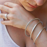 Silver Thick Flat Oval Bangle Bracelet