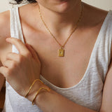 Gold Rectangular Sun Pendant Necklace