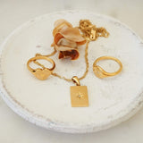 Gold Rectangular Sun Pendant Necklace