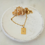 Gold Rectangular Sun Pendant Necklace
