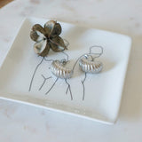 Silver Croissant Dome Hoops