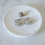 Silver Croissant Dome Hoops