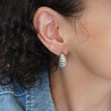 Silver Croissant Dome Hoops