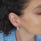 Silver Croissant Dome Hoops