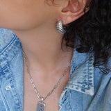 Silver Croissant Dome Hoops