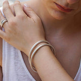 Silver Shiny Thick Round Bangle Bracelet
