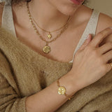 Gold Sun  Moon Chain Bracelet
