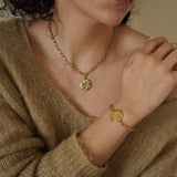 Gold Sun  Moon Chain Bracelet