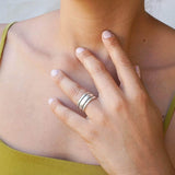 Silver Band Ring with Inner Floral Pattern