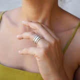Silver Band Ring with Inner Floral Pattern