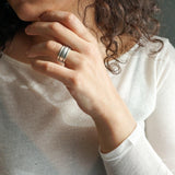 Silver Band Ring with Inner Floral Pattern