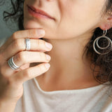 Silver Band Ring with Inner Floral Pattern
